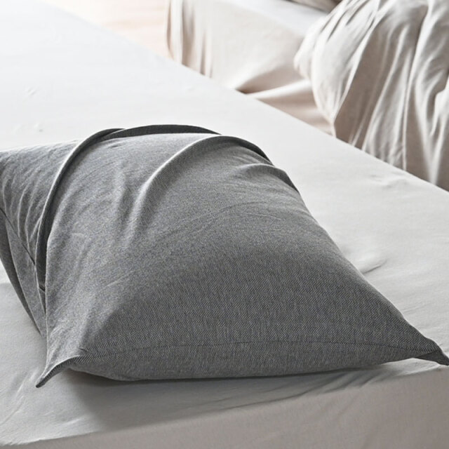 ヘリンボンニット/フェザーグレイ　枕カバー
