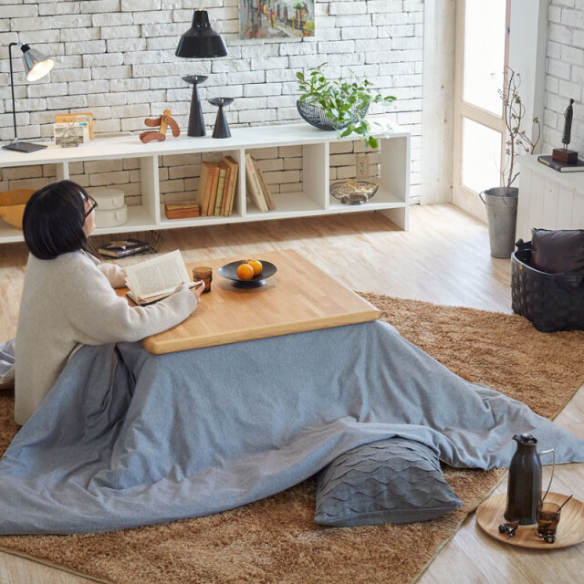 ヘリンボーンニット/フェザーグレイ　こたつ布団カバー