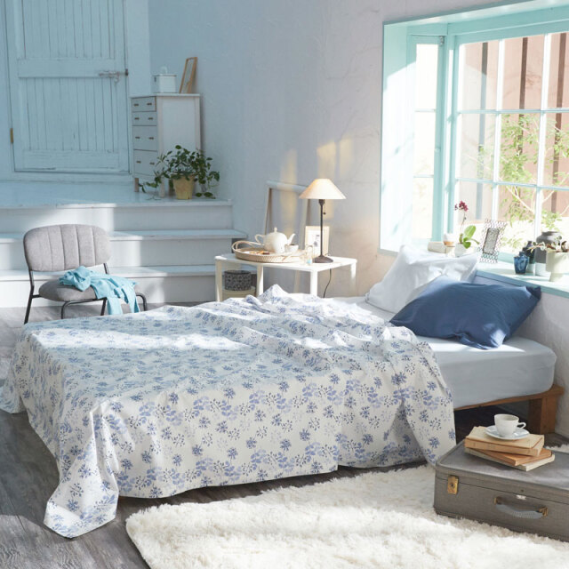 Fab the Home】ハーベスト/ブルー マルチカバー 150×210cm