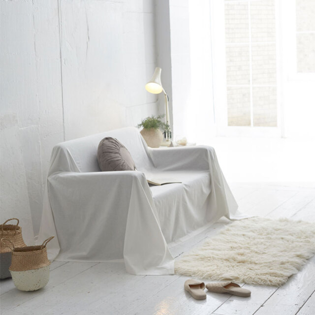 Fab the Home】リネンミックス ワンウォッシュ/ホワイト マルチ