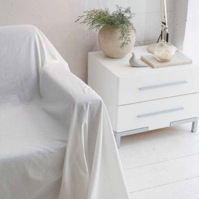 Fab the Home】リネンミックス ワンウォッシュ/ホワイト マルチカバー