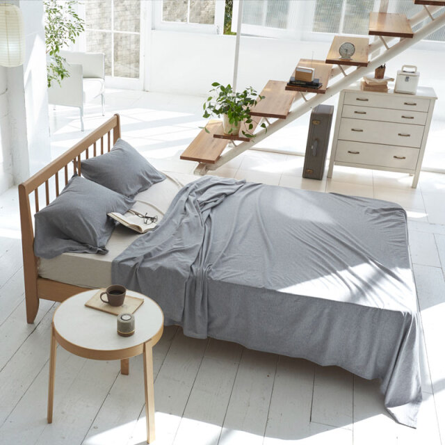 Fab the Home】ヘリンボーンニット/フェザーグレイ マルチカバー 210