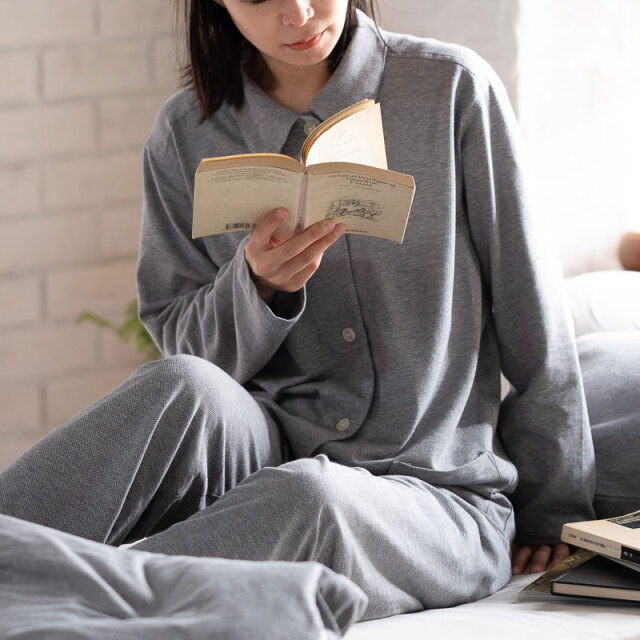 Fab the Home】 ヘリンボーンニット/フェザーグレイ レディース