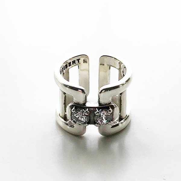 【再入荷】 PHILIPPE AUDIBERT/Clarence stone ring brass silver color, Crystal Swarovski Zirconium,