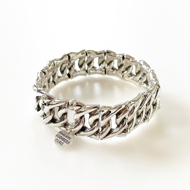 PHILIPPE AUDIBERT/Gourmette Bracelet, pewter silver plated,