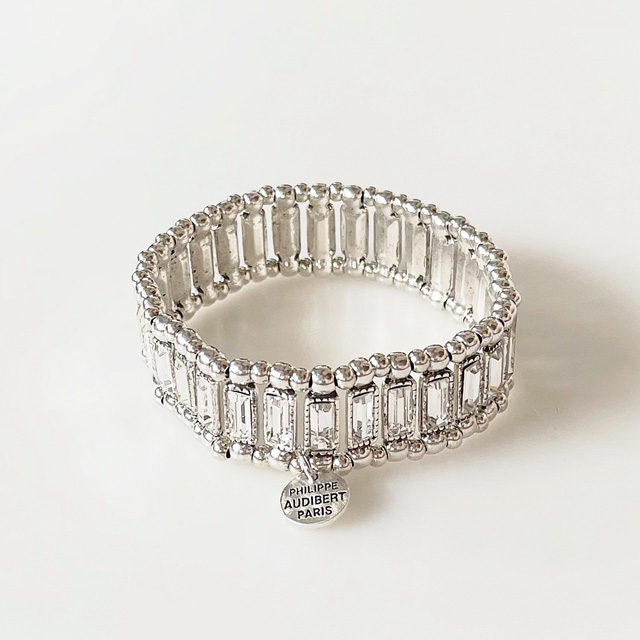 【初入荷】PHILIPPE AUDIBERT/Titia bracelet, pewter silver plated, Crystal Swarovski rhinestones
