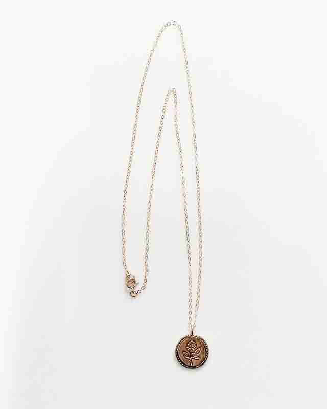 【訳アリ商品】Wolf Circus/Rose Coin Necklace/14K gold plated,
