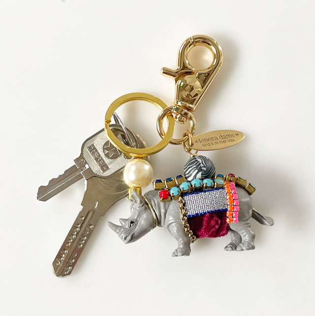 【再入荷】lenora dame/Rhino Keychain /サイ モチーフ キーホルダー