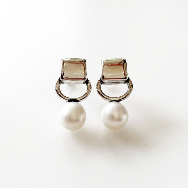 【再入荷】PHILIPPE AUDIBERT/Liana earring glass pearl brass silver plated,