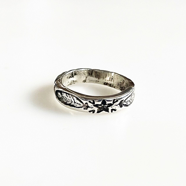 【初入荷】ERICKA NICOLAS BEGAY/Navajo Stamp Ring SVRG HM 3DST #12.5
