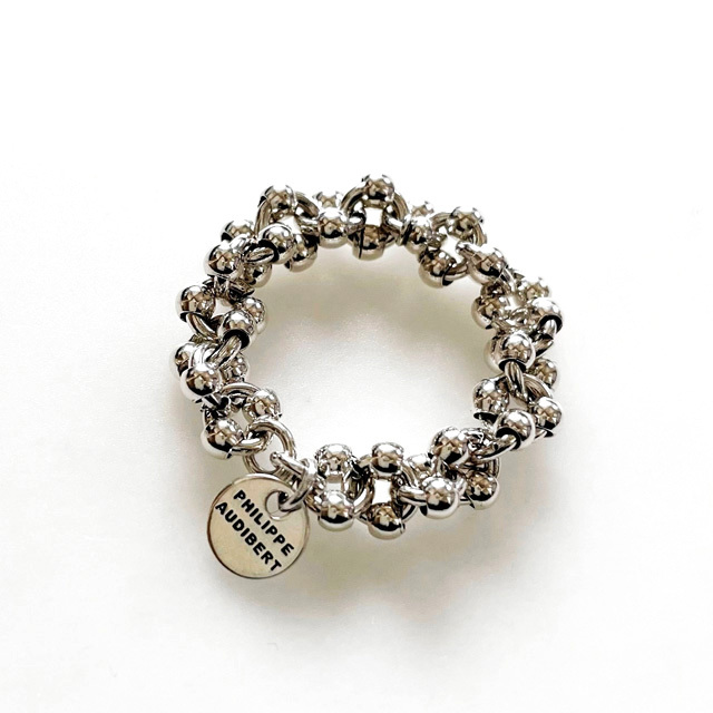 PHILIPPE AUDIBERT/Totem chain ring M brass silver plated,