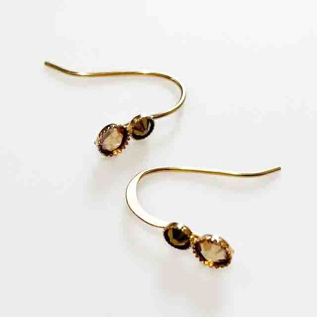 【訳アリ商品】5OCTOBRE/Boucle d'Oreille 2 MM- crystal golden shadow