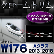 ri-mb004-05(106-05) ドアノブアウター(右ハンドル用) Aクラス W176 (2013.01-2018.09 H25.01-H30.09) MercedesBenz メルセデスベンツ クロームメッキトリム ガーニッシュ カバー (外装 メッキ トリム クロームトリム メルセデス ベンツ カスタム 改造 パーツ)