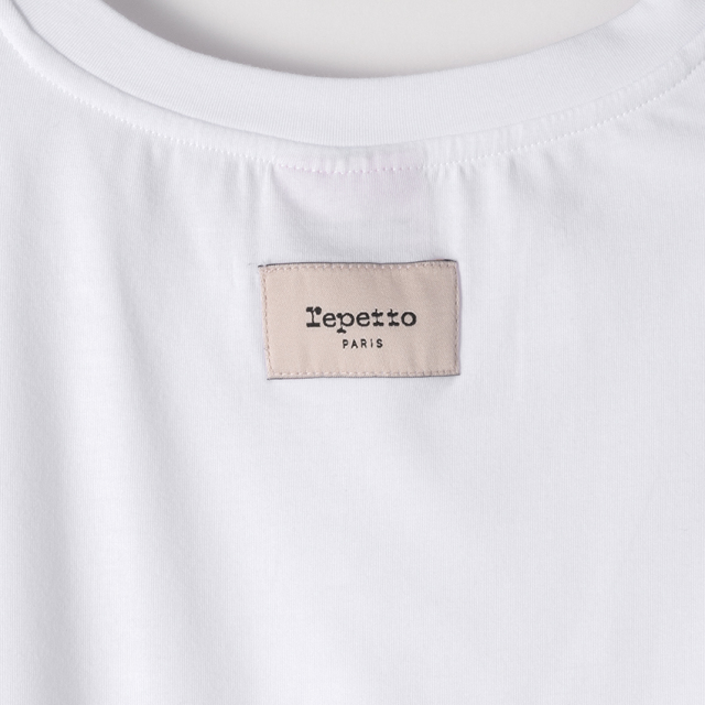 【美品】Lepetto ピンクリボン付きノースリーブトップス レペット repetto〈レペット〉 S0704 サテンリボンクロップトップ | バレエ