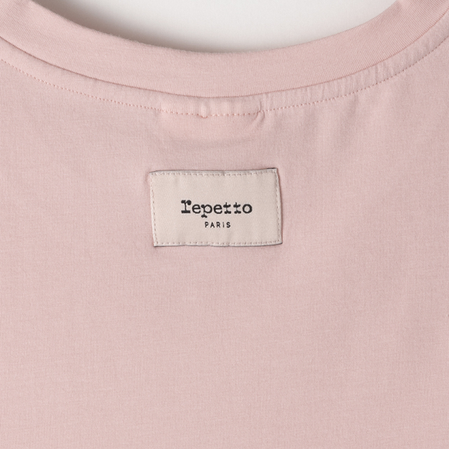 【美品】Lepetto ピンクリボン付きノースリーブトップス レペット repetto〈レペット〉 S0704 サテンリボンクロップトップ