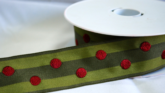 おしゃれなドット柄のフランスリボンです（5カラー）【メール便可】