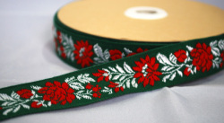 ハンガリーの民族衣装、マチョー柄の刺繍リボンです2.3Cm幅（５０Cm単位の販売になります）【メール便可】