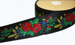 ハンガリーの民族衣装、マチョー柄の刺繍の幅広リボンですです5Cm幅（５０Cm単位の販売になります）【メール便可】