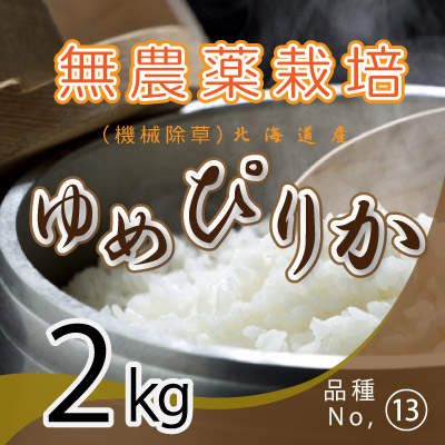 (13)令和6年産米 無農薬栽培 ゆめぴりか2kg
