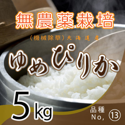 (13)令和6年産米 無農薬栽培 ゆめぴりか5kg