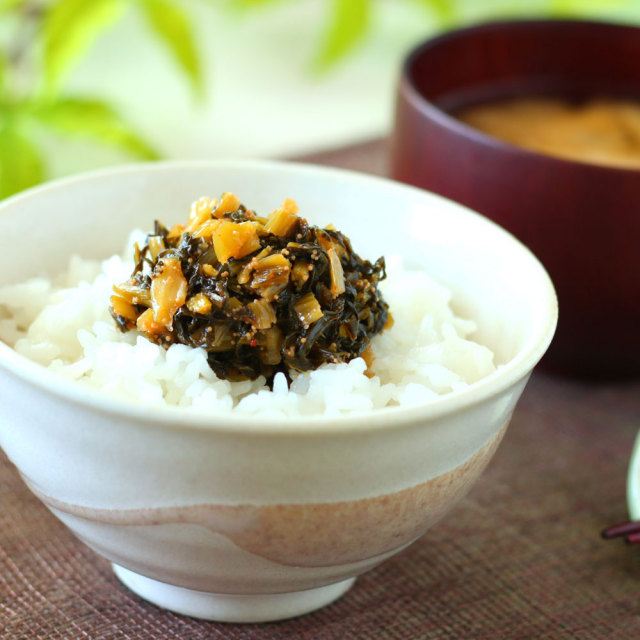 野沢菜明太子オリーブオイル和え