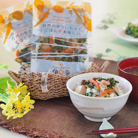 菜の花しめじご飯盛り付け例