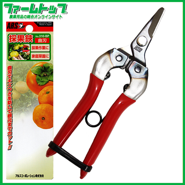 【アルス】採果鋏　曲刃　No310-BP　【曲がり刃設計で果実の根本が切りやすい!!】