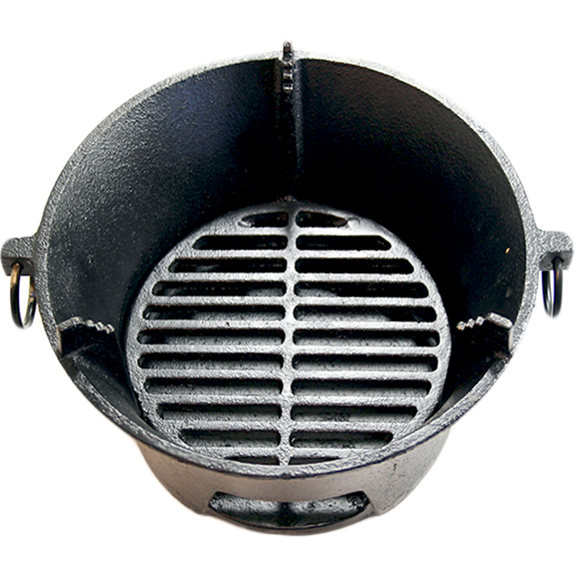 七輪 鉄製 鋳物コンロ 本体直径 約255mmx高さ135mm+焼き網x5枚セット
