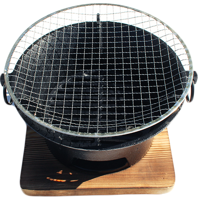 七輪 鉄製 鋳物コンロ 本体直径 約255mmx高さ135mm+焼き網x5枚セット