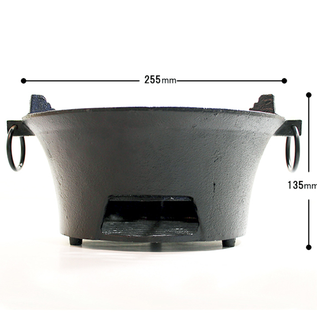 七輪 鉄製 鋳物コンロ 本体直径 約255mmx高さ135mm+焼き網x5枚セット