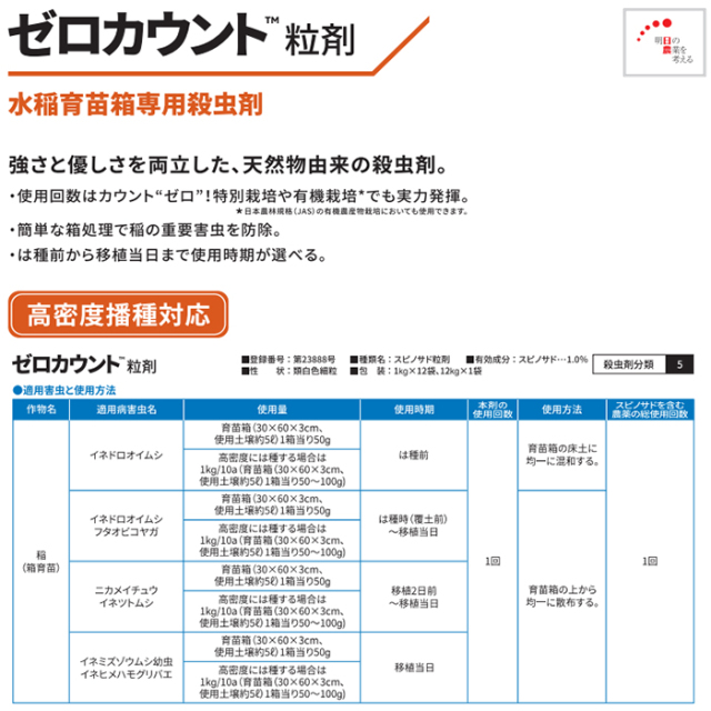 JM9954【ケース販売】水稲育苗箱用殺虫剤 ゼロカウント粒剤 1kg × 12袋