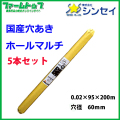 【法人様配送限定・個人宅配送不可】シンセイ　穴あきホールマルチ　0.02×95×200ｍ　穴径60ｍｍ　5本セット　国産　品番9227