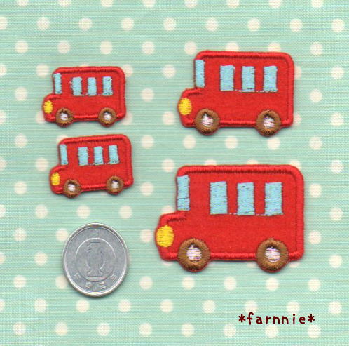380円～】バスの乗り物お名前刺繍ワッペン☆【ミニ/大】