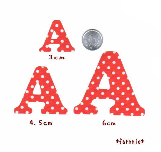 カット】【3cm】ドット水玉のアルファベット数字の文字アイロン