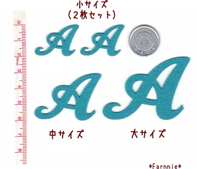 カット】【筆記体】イニシャル数字のアイロンワッペン【小2枚