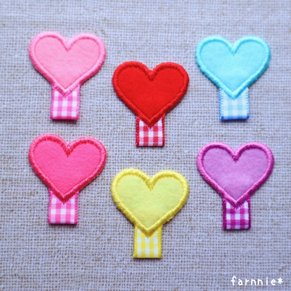 名札用アイロンワッペン*ハートのアップリケ通販*入学準備に