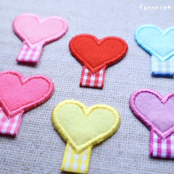 名札用アイロンワッペン*ハートのアップリケ通販*入学準備に