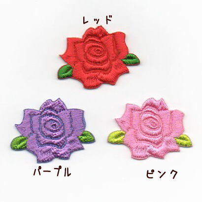 ローズのアイロンワッペン【M】薔薇のアップリケ