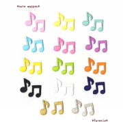 音符の刺繍ワッペン２枚セット【ミニミニ/ミニ/レギュラー】