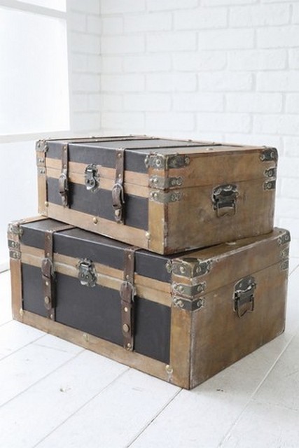 ウッデン・トランクボックス２点セット