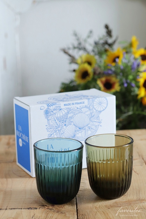 La Rochère（ラ・ロシェール）｜ ウサン（ウエッソン）タンブラー ペア GIFT（化粧箱入り／ナイトブルー＆オリーブ）