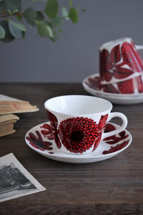 【復刻版】Gustavsberg(グスタフスベリ)｜Red Aster (レッドアスター) コーヒーカップ＆ソーサー