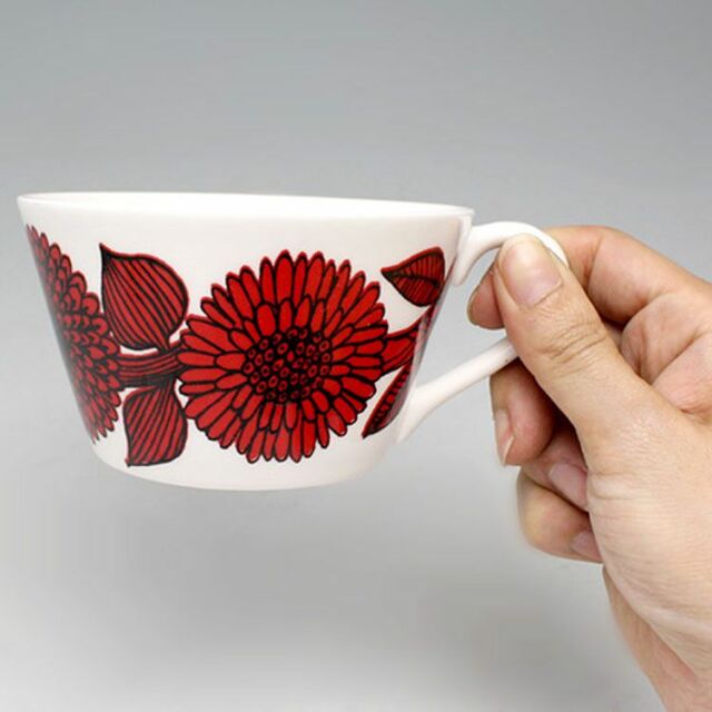 【復刻版】Gustavsberg(グスタフスベリ)｜Red Aster (レッドアスター) ティーカップ＆ソーサー