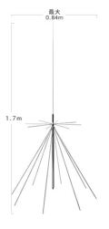 第一電波工業　D130　スーパーディスコーンアンテナ　25～1300MHz受信（50/144/430/1200MHz帯送信可能）