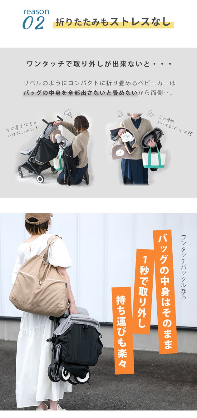 ベビーカーアンダーバッグ 3wayモデル ポケット付き