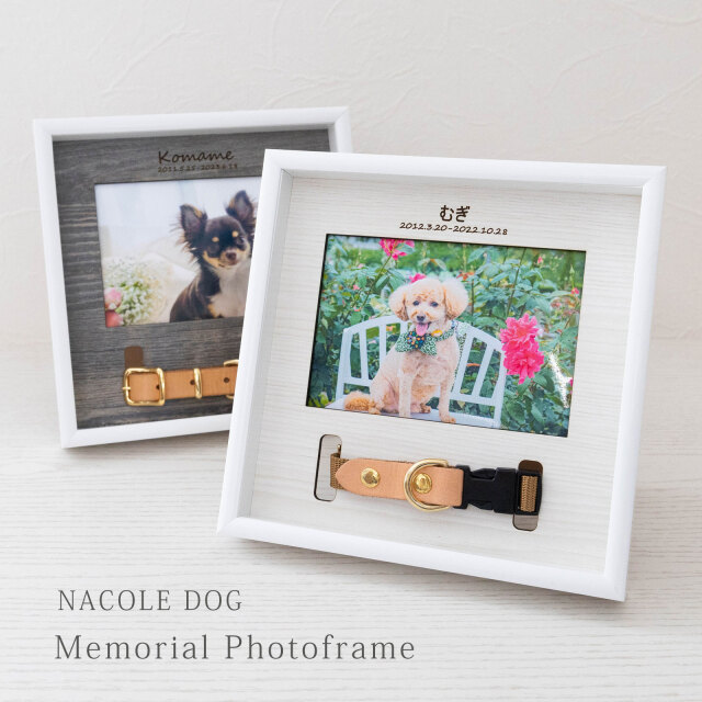 首輪も飾れる ペット メモリアルフォトフレーム 名入れ オリジナル