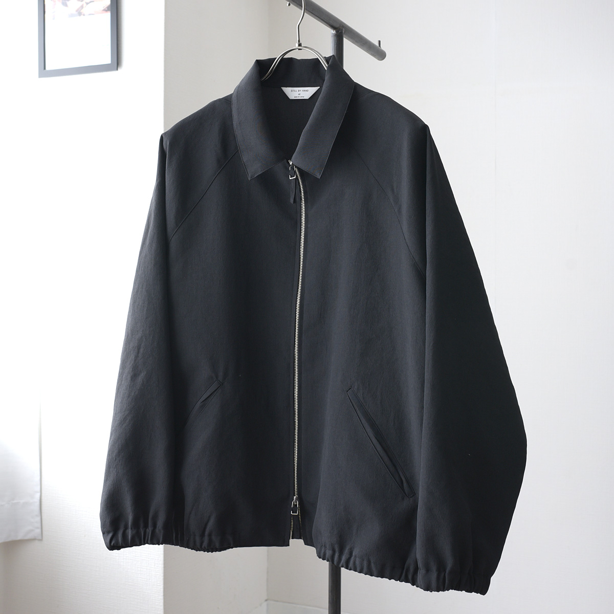 STILL BY HAND - Zip Up Polyester Blouson - Ink Black