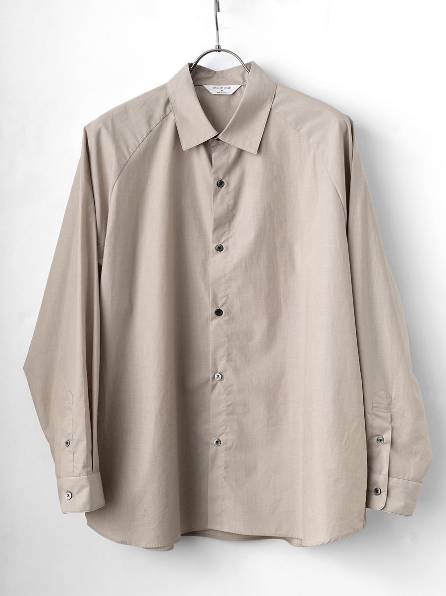 STILL BY HAND -  Cotton Raglan Sleeve Shirts - Beige