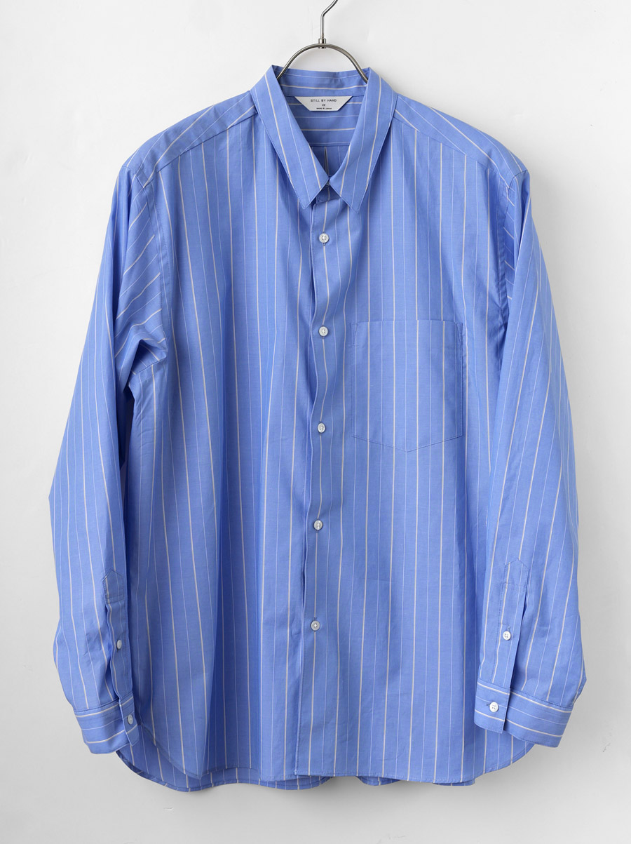 STILL BY HAND -  Regular Collar Shirt - Blue Stripe