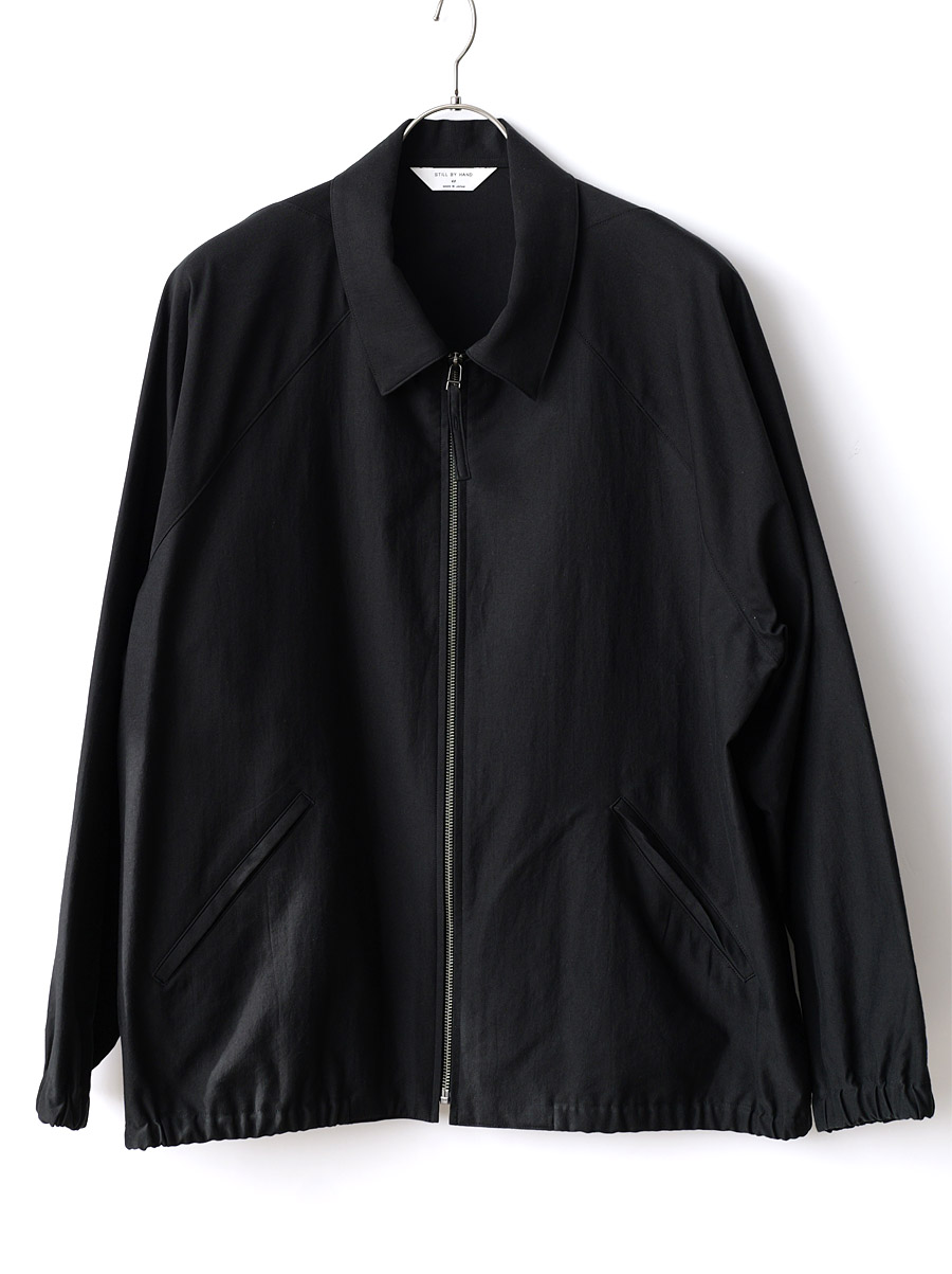 STILL BY HAND -  Zip Up Moleskin Blouson - Ink Black